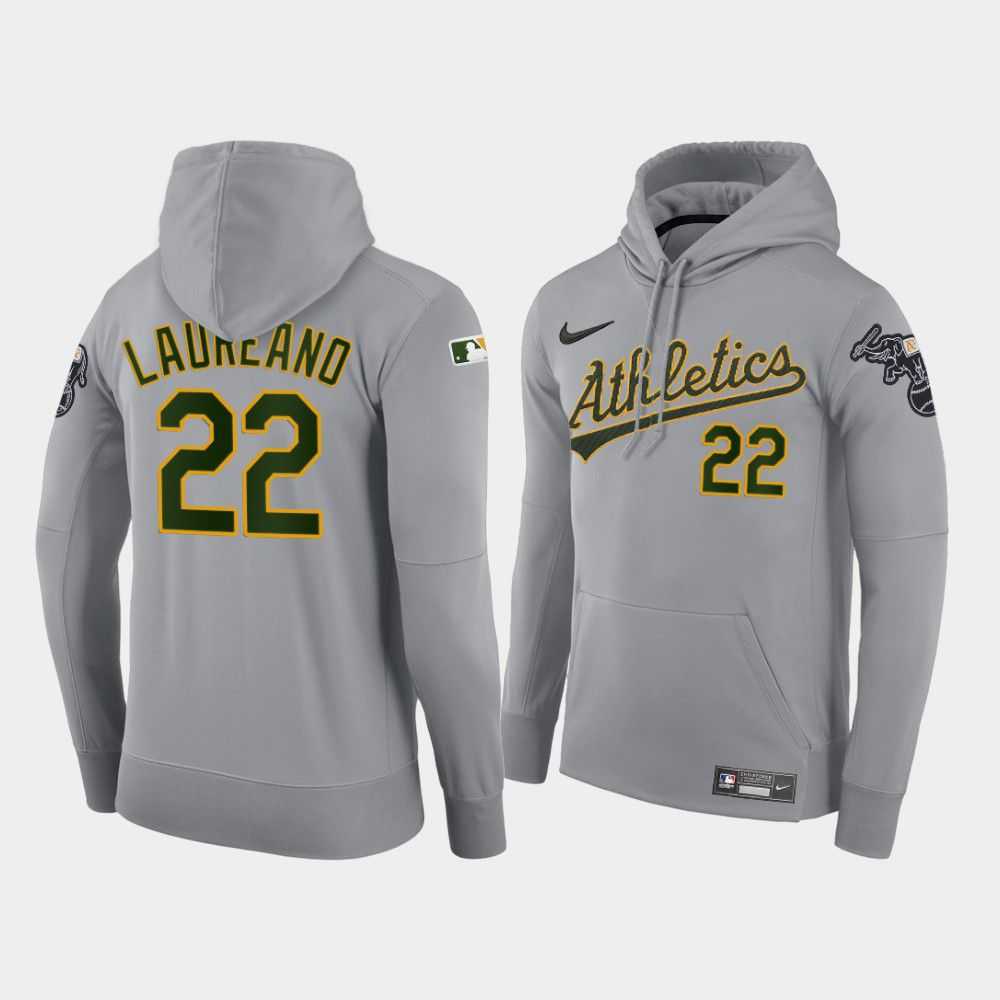 Men Oakland Athletics 22 Laureano gray road hoodie 2021 MLB Nike Jerseys